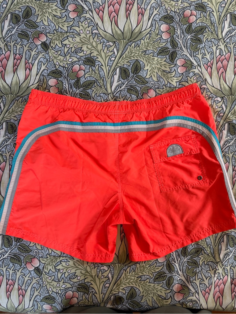 Sundek Bright Red Swim Trunks with Contrast Side Stripes